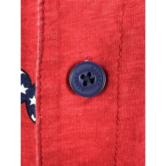 Disney Mickey Romper Dress Polo Button Shorts Red USA Flag Women’s Large 1 Piece - Picture 2 of 5